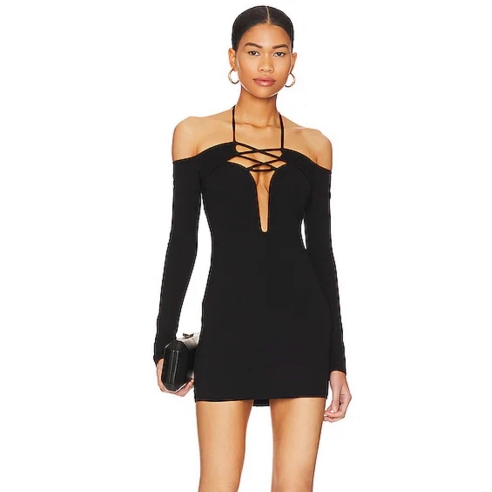 Camila Coelho Celeste‎ Black Off-Shoulder Mini Dress Size M